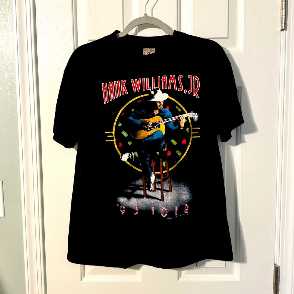Vintage 1993 Hank Williams Jr. Tour Concert T Shirt Made in USA Large